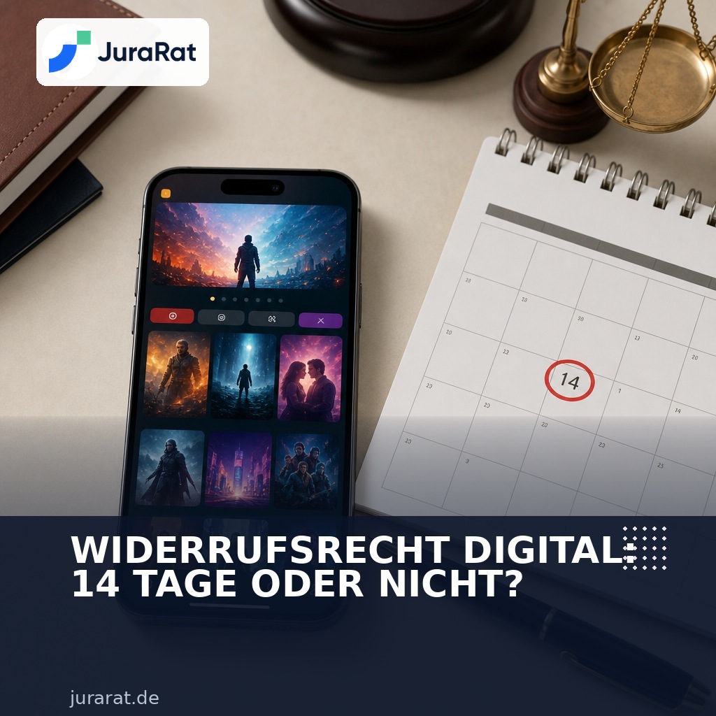 Infografik-Titelbild: Smartphone mit Streaming-App neben Kalender mit markiertem 14. Tag