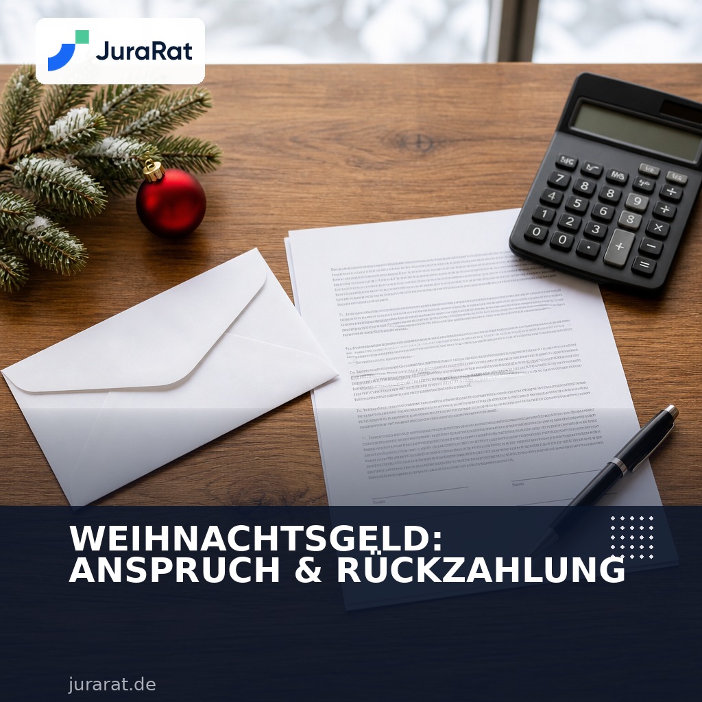 Lohnumschlag, Arbeitsvertrag und Taschenrechner mit Tannenzweig auf einem Schreibtisch
